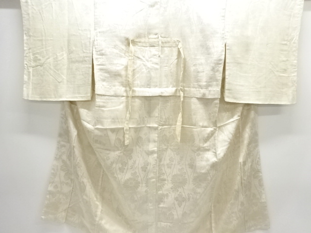 JAPANESE KIMONO / ANTIQUE JUBAN / SILK / WOVEN FLOWER & TATEWAKU PATTERN